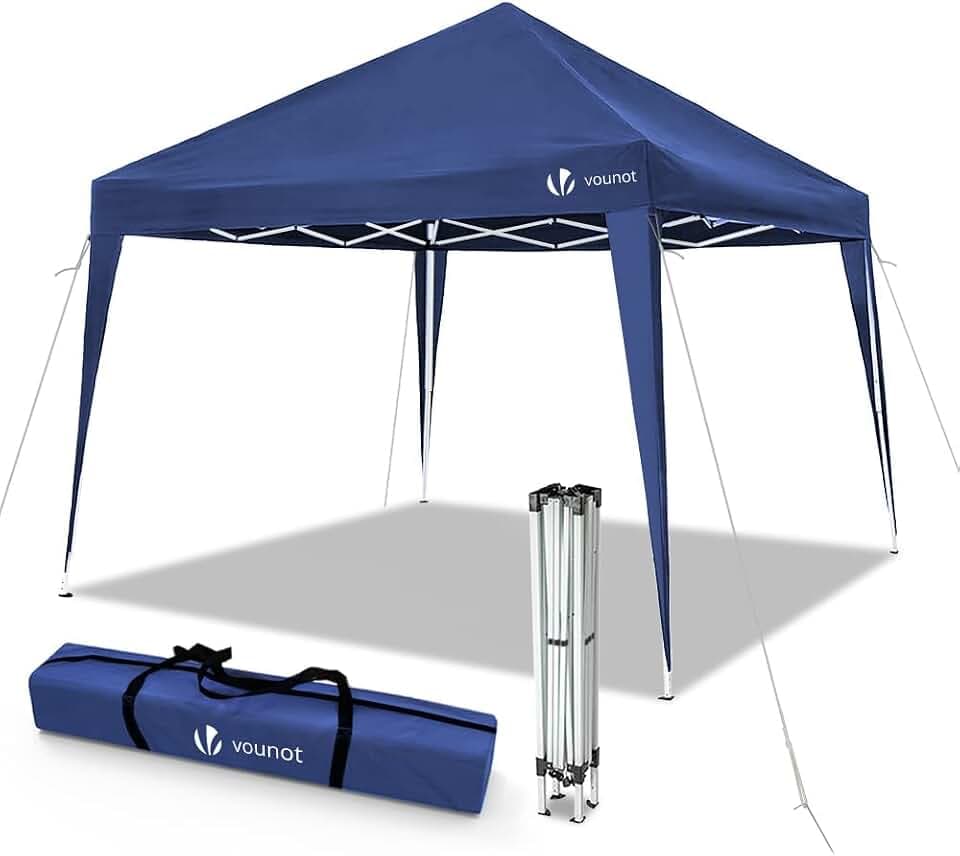 VOUNOT® Pavillon Faltbar 3x3m, mit 4 Sandsäcke, Pop Up Faltpavillon, UV-Schutz 50+, Blau