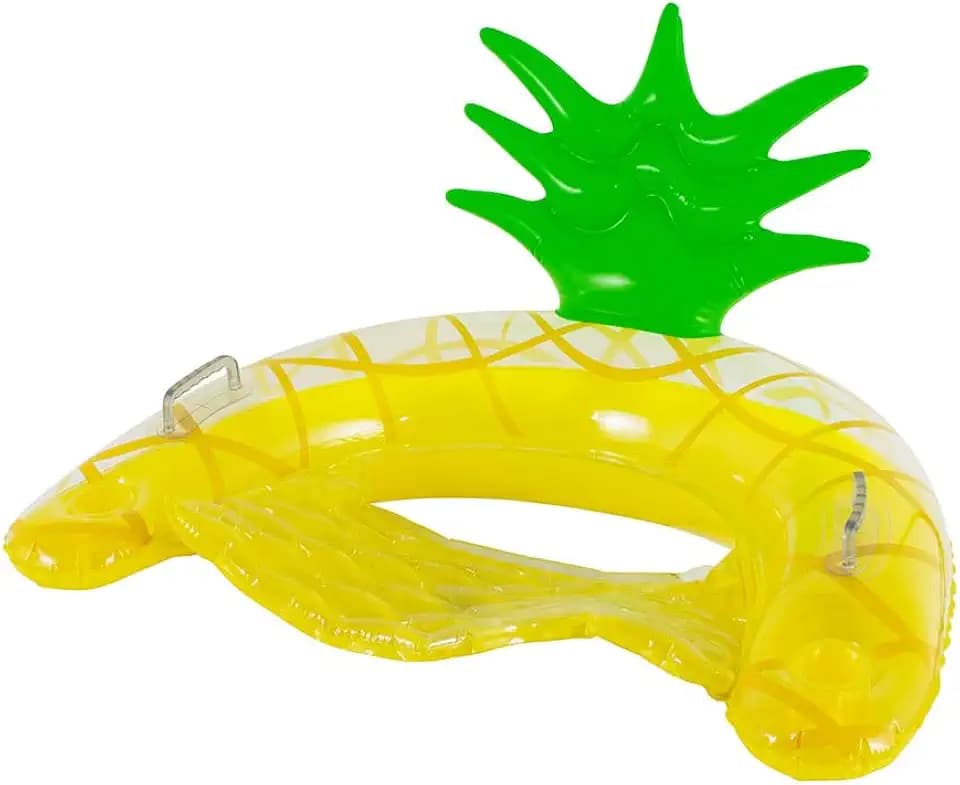PoolCandy Resort Collection Jumbo Pineapple Sun Chair with Backrest – Oversized Inflatable Pool Lounge Chair, Tropical Design, Heavy-Duty PVC, 250 lb Capacity