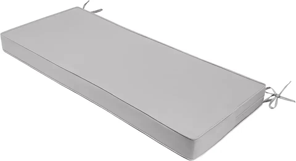 Outdoor Bench Cushion 45x18 Inch Waterproof/Fade-Resistant Patio Furniture Cushions, Non-Slip Bench Cushions for Outdoor Furniture with Ties, Handles,Light Gray