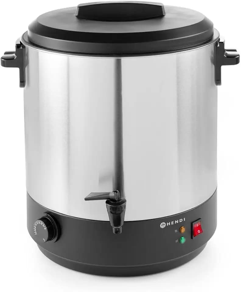 HENDI Glühweinkocher, Glühwein, Einstellbar bis 110°C, Aufheizdauer ± 75 min, 28L, 230V, 2500W, 447x441x(H)485mm, Edelstahl, Polypropylen