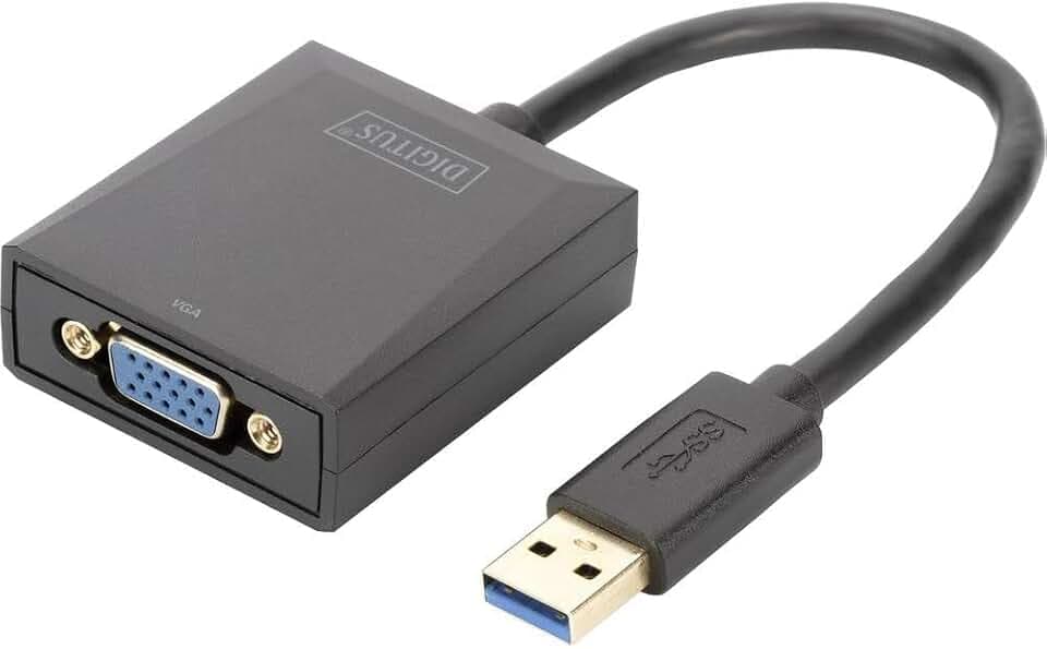 DIGITUS USB 3.0 Grafik Adapter, USB A zu VGA, Full HD, 1920x1080 Pixel, Kunststoff, Schwarz