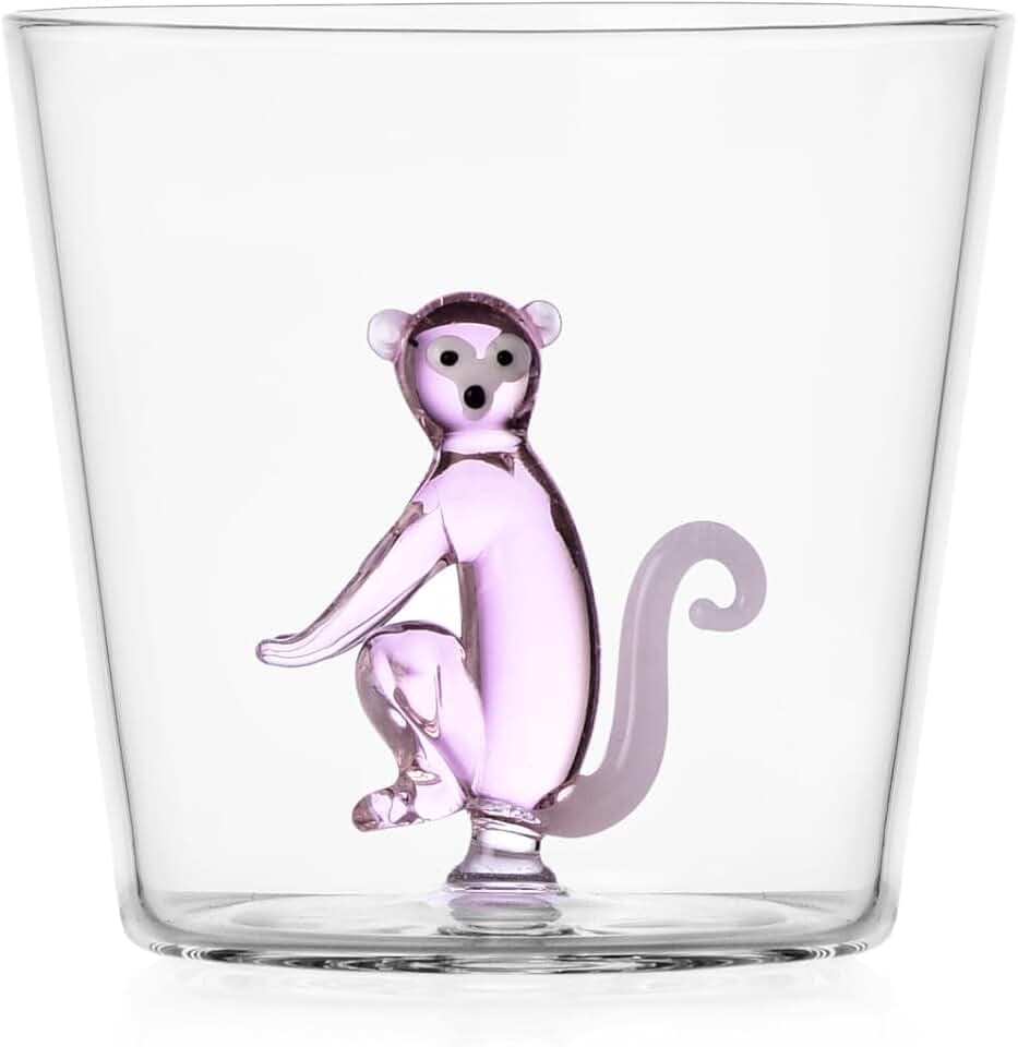 Ichendorf Milano Tumbler Rosa Affe, Kollektion Savannah, 30 cl, Borosilikatglas, handgefertigt