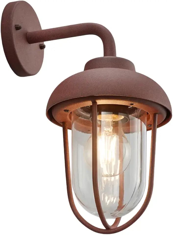 Trio Leuchten Außen Wandleuchte Duero 202760124, Aluminium Druckguss rostfarbig, Glas klar, exkl. 1x E27