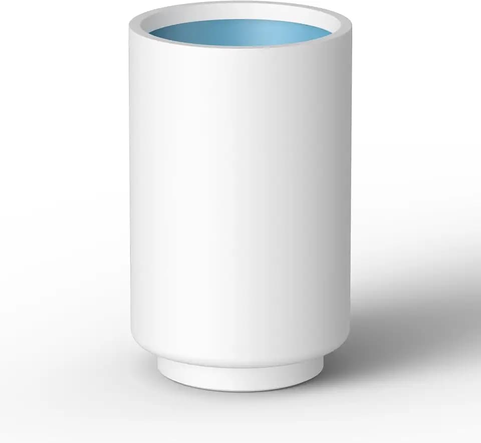 Kante Small Round Tapered White Concrete Planter 15.7" Tall, Outdoor