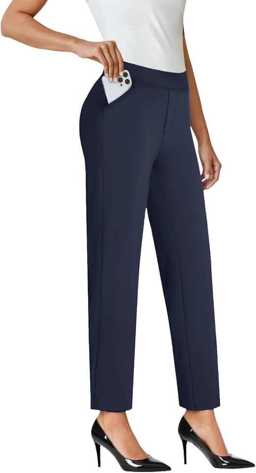 COPYLEAF Ankle Dress Pants Women High Waist Work Travel Pants with Pockets