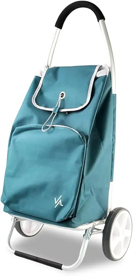 Amig – Einkaufswagen mit 2 Rädern – Verstellbare Tasche – Leichtes Aluminium – Maximale Traglast: 15 kg – 50 l Fassungsvermögen – Maße: 95 x 45,5 x 12 cm – Farbe: Grün