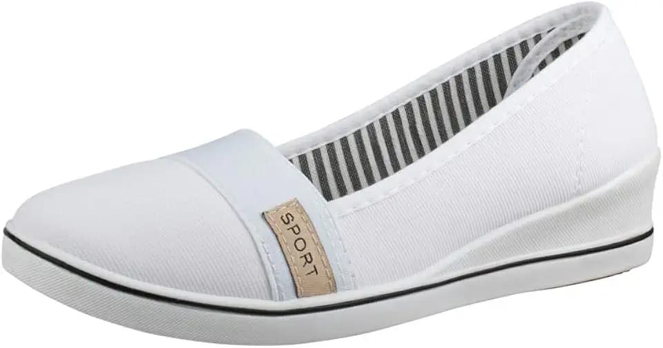 Elara Damen Ballerina Pumps mit Keilabsatz Chunkyrayan