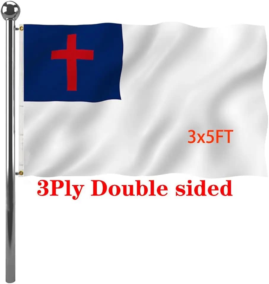 Jayus Double Sided Christian Christianity Cross Flags 3x5 FT Outdoor - Vivid Colors 3Ply Church Jesus Faith Religions Flags Banners- Heavy Duty 100% Polyester with 2 Brass Grommets