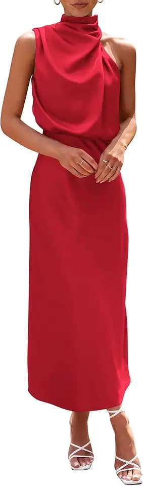 PRETTYGARDEN Women's Summer Satin Maxi Cocktail Dress