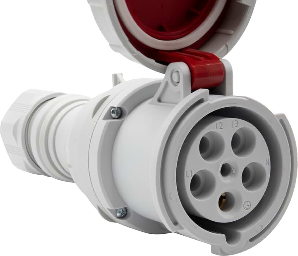 Brennenstuhl Industrielle CEE-Steckdose, 5-polig, für den Außenbereich, CEE-Steckdose 400 V/63 A mit Deckel, verschraubbarer Anschluss, Verwendung im Freien, Baustelle, Industrie, Camping, IP67, 63 A
