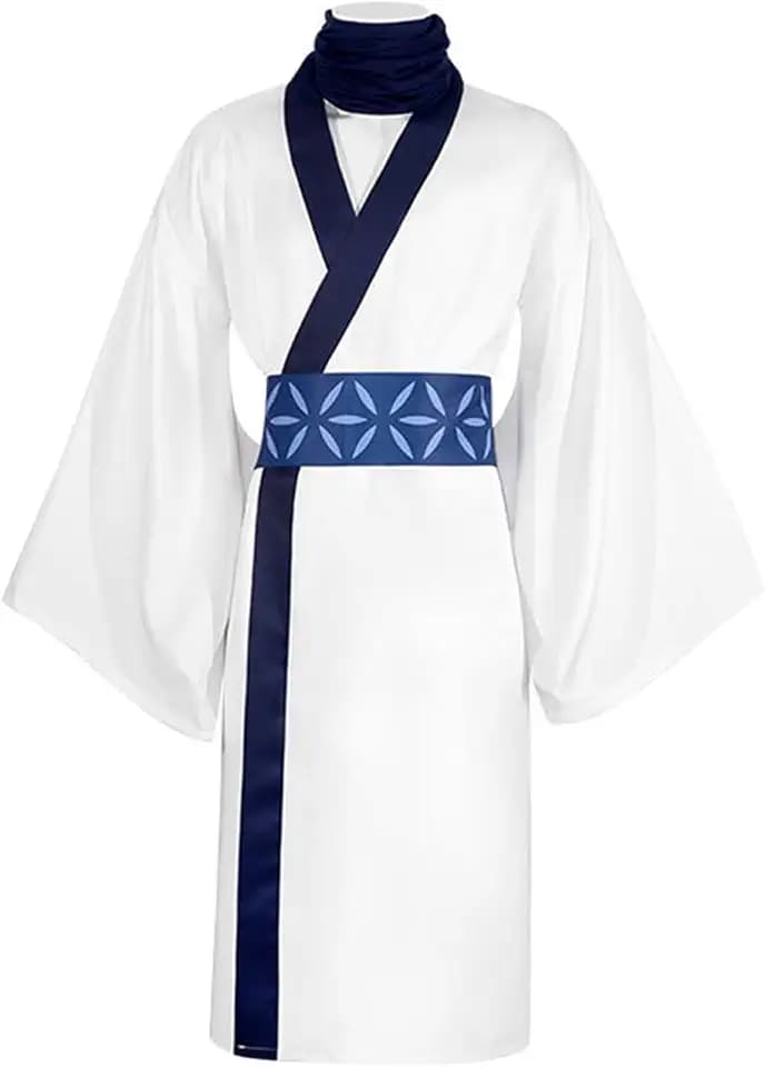 Anime JJK Cosplay Costume Men Long Japanese White Kimono Robe Halloween Outfits with Two-Toe Socks