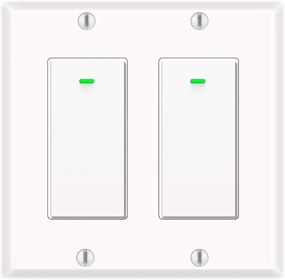 Alexa Light Switch, Double Smart WiFi Light Switches, Smart Switch 2 Gang Compatible with Alexa and Google Home, Neutral Wire Needed, with Remote Control, Timing Schedule, No hub Required (2Pack)