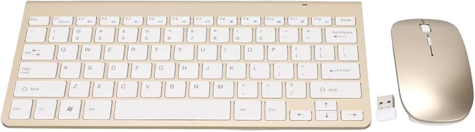 ciciglow Kabellose Tastatur- und Mauskombination, 2,4 G Slim Silent USB Keyboard Mouse 78 Tasten Kompakte Computertastatur für Desktop, Computer, Mobilgeräte, Tablet(Luxus golden)