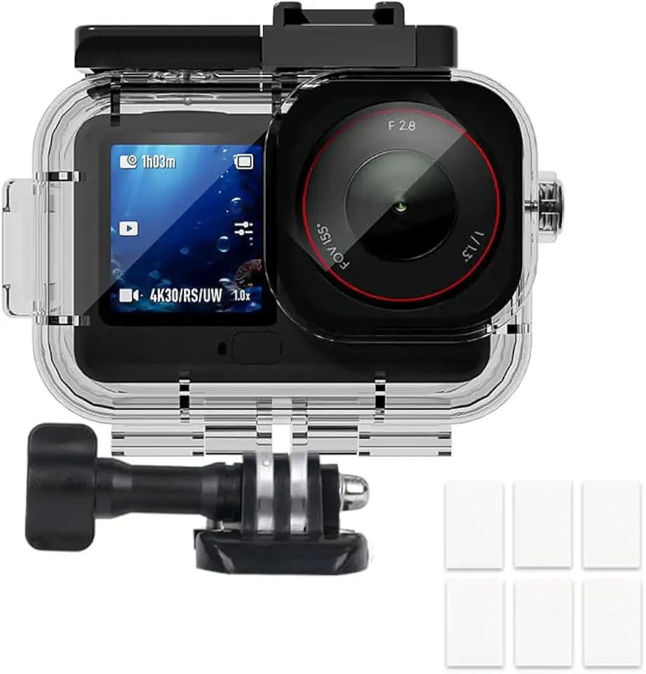 Wasserdichtes Gehäuse für DJI Osmo Action 6, 60M/196FT Unterwasser Wasserdichtes Tauchgehäuse, Schnellmontage Klammer + 6 Anti-Fog-Einsätze für Osmo Action 6