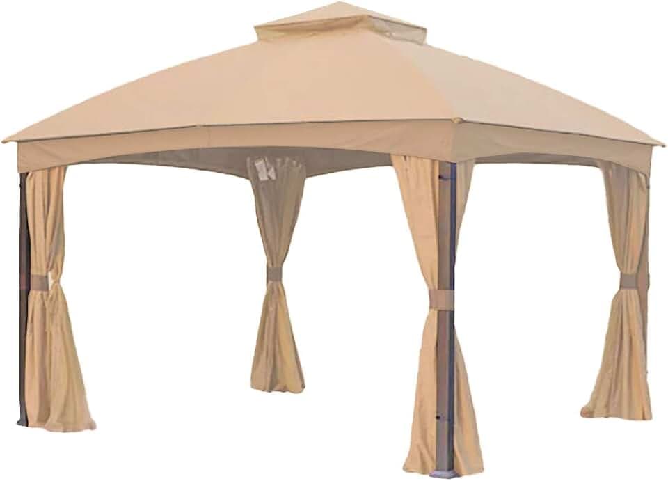 Garden Winds Replacement Canopy Top Cover and Netting Set Compatible with The Brown Frame Gazebo TPGAZ2303B - Riplock 350
