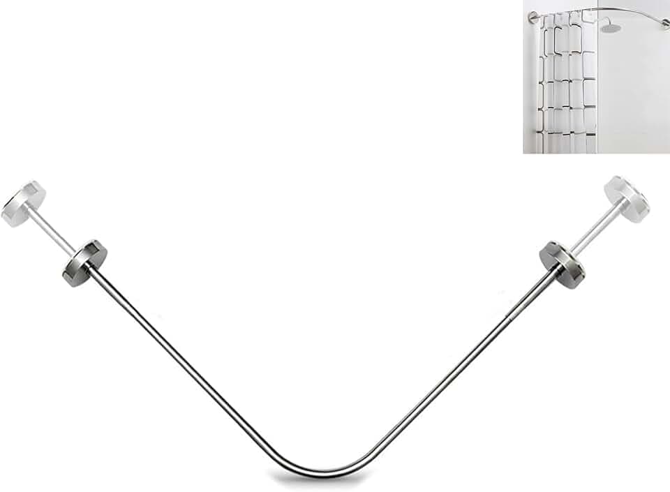 Duschvorhangstange L Form 70–95cm, verstellbar Edelstahl ohne Bohren