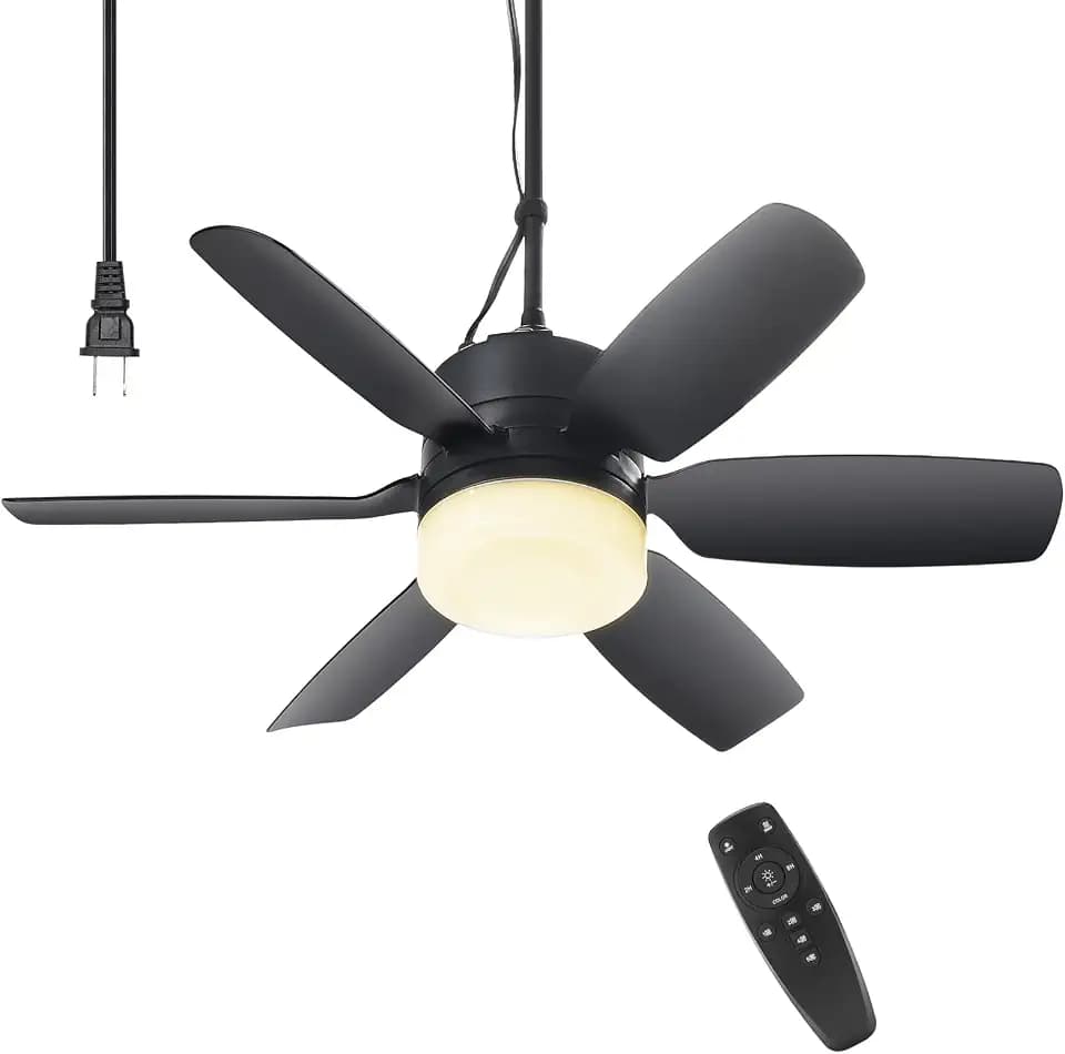 Fanspex 20.5'' Plug in Ceiling Fan with Light for Gazebo Patio Canopy Tent