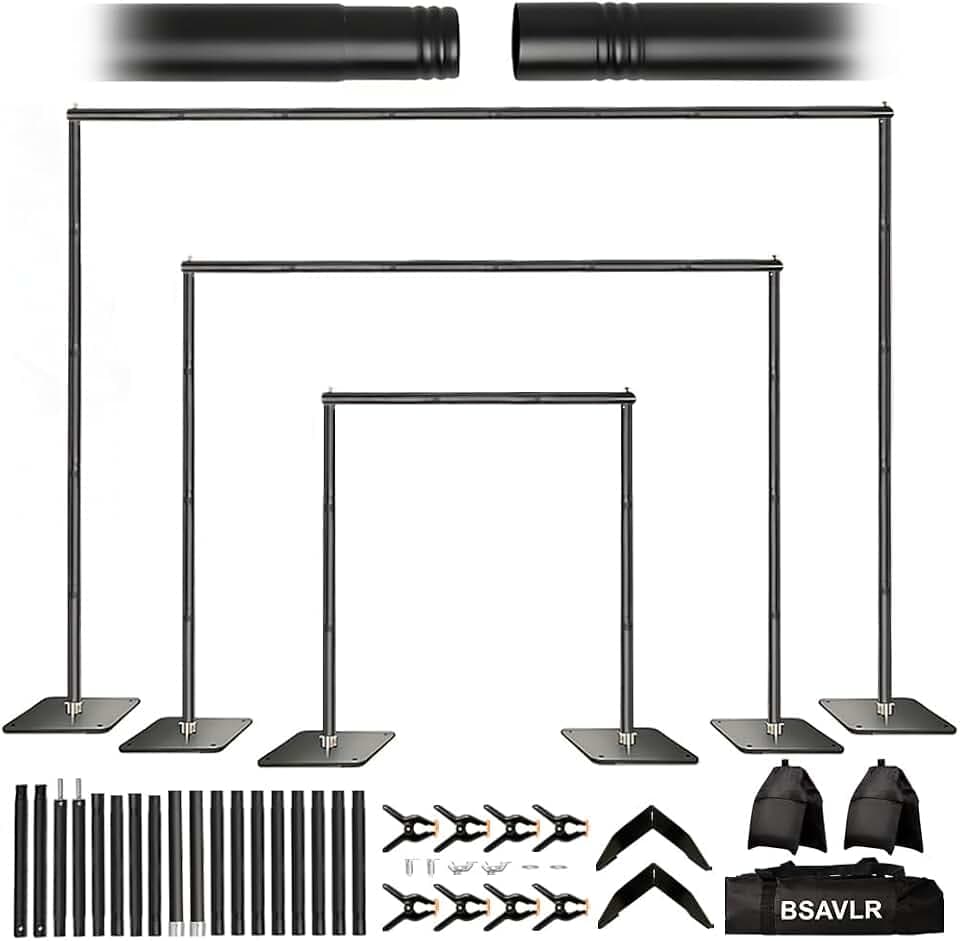 Backdrop Stand 6.5x10ft Heavy Duty Background Support 6 Adjustable Widths