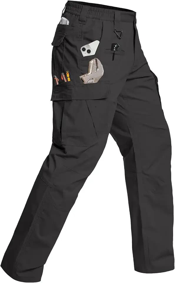 CARWORNIC Men's Stretch Cargo Work Pants Flex Ripstop Water Resistant Utility Tactical Hiking Pants with 12 Pockets