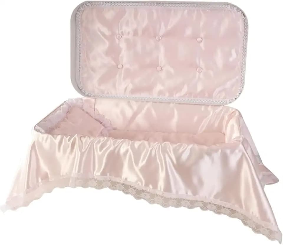Pet Memory Shop Elegance Pet Casket for Dogs & Cats – Small, White/Pink