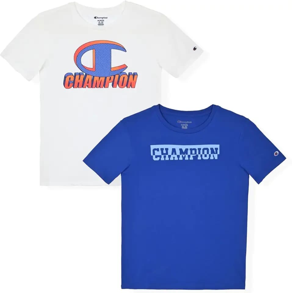 Champion Boys 2 Pack Short Sleeve Tee Shirt for Kids
