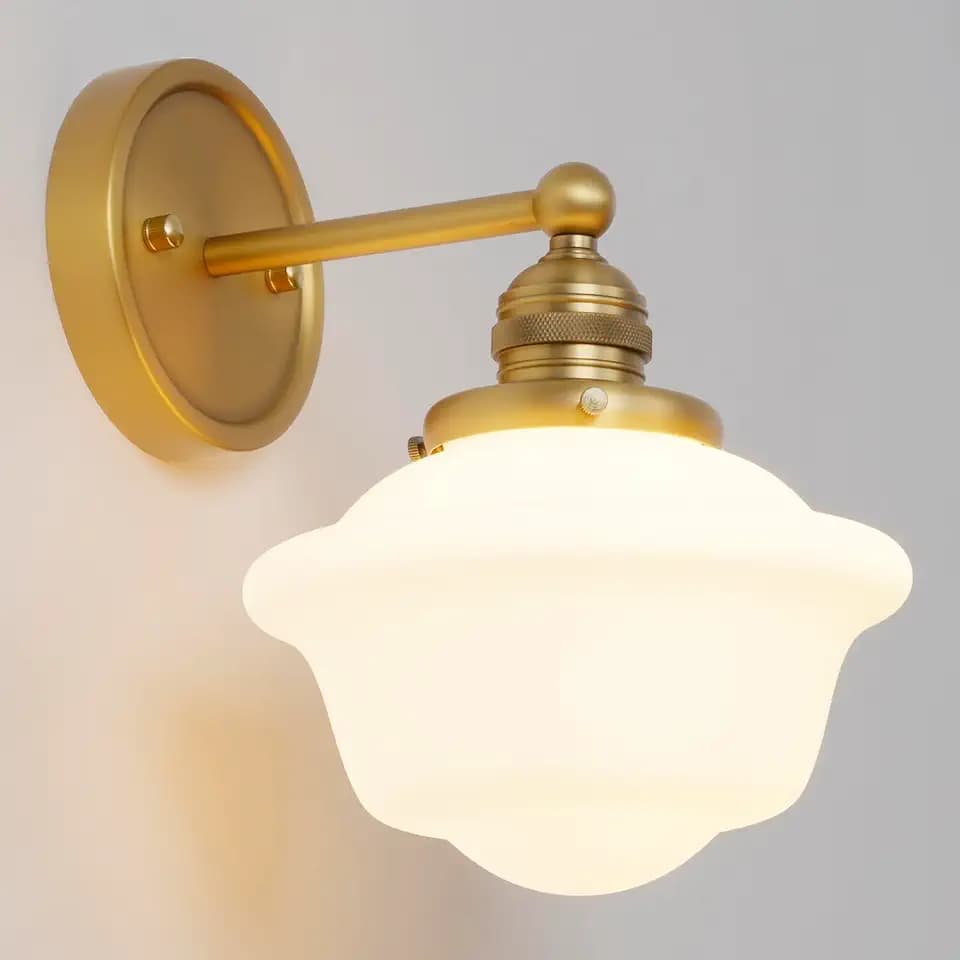 Gold Wall Sconces Vintage Milk Glass Bathroom Vanity Light E26