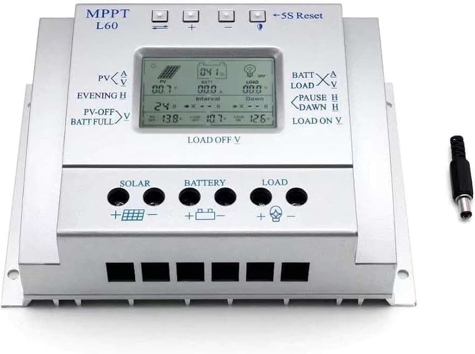 60A mppt Solarladeregler 60A 12V/24V Automatische Erkennung der Spannung Solarpanel-Intelligenzregler mit LCD Display USB