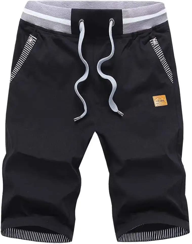 STICKON Men's Shorts Casual Classic Fit Drawstring Summer Beach Shorts with Elastic Waist and Pockets