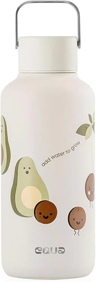 EQUA Timeless Edelstahlflasche - Ultraleicht, BPA-frei - 100% auslaufsicher, Silikonboden - Zeitloses, stylisches Design - 600 ml oder 1000 ml (Avocado, klein)