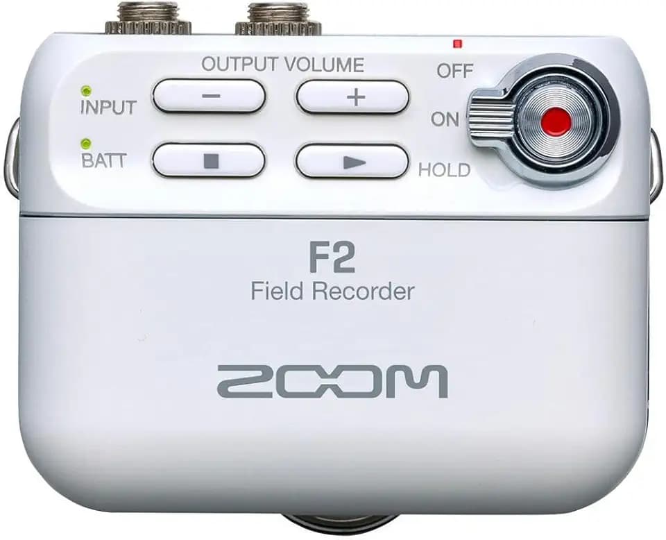 ZOOM F2 Field Recorder mit Lavalier-Mikrofon, weiß