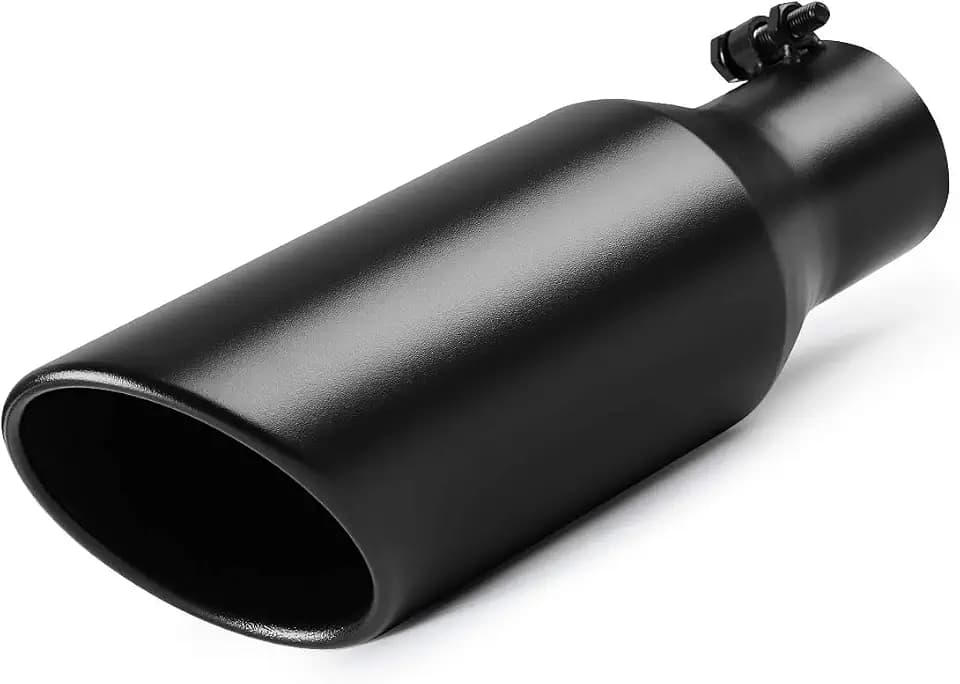 A-KARCK Exhaust Tip 2.5 Inch Inlet, 2.5" Inlet 4" Outlet 12" Long Black Coated Finish Muffler Tip For Truck Tailpipe, Stainless Steel Rolled Edge