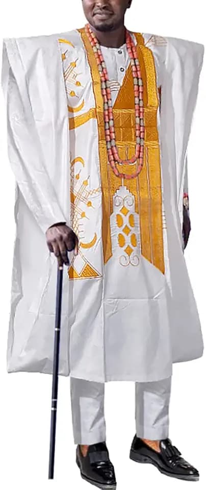 HD Traditional African Clothing for Men Nigerian Man's Agbada Embroidery Bazin Boubou Outfit