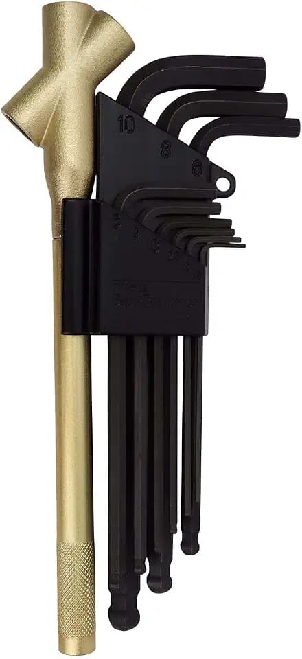 WISE WLB-2300-BG Ball Point Hex Key Wrench Set of 9 Semi-Long with Triple Handle