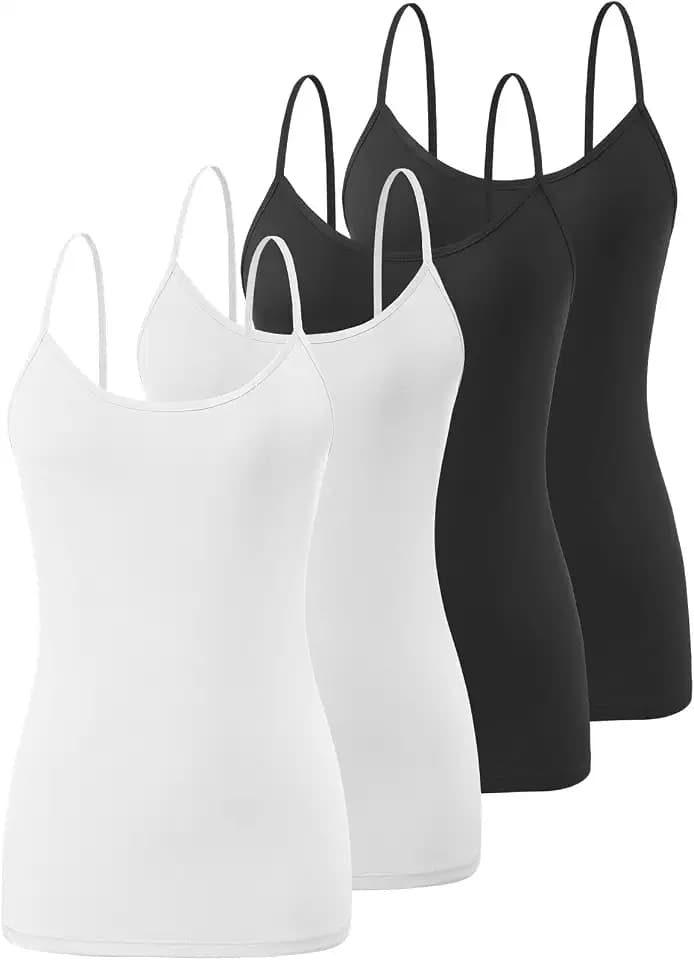 Air Curvey 4 Pack Camisole Tops for Women Basic Undershirt Camis