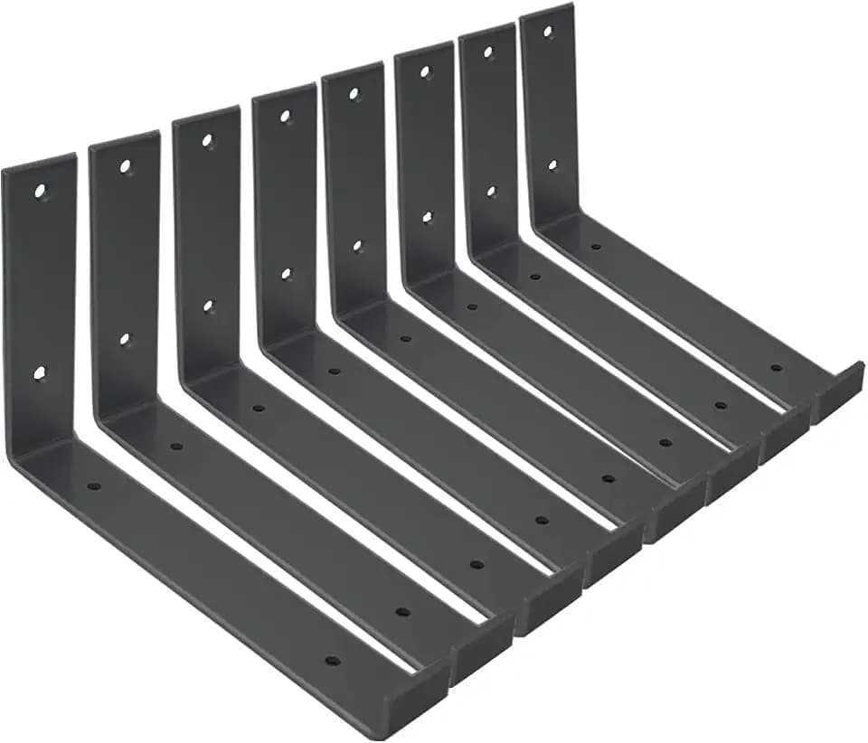 Shelf Brackets 9.25 Inch Wall Brackets 8PCS L Bracket Heavy Duty Brackets for Shelves Metal Black Rustic Industrial Brackets for DIY Opening Shelves Project Hardware Included