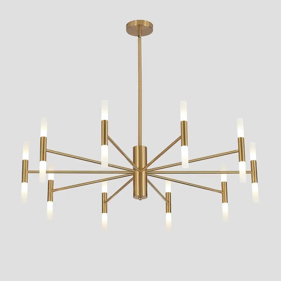 KCO Mid Century Modern 20-Light Large Brass Gold Sputnik Ceiling Chandelier