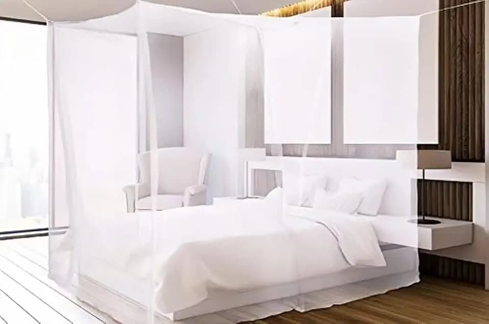 No-See-Um mesh Square Mosquito Net for Queen Size Bed 2 Openings Netting Mosquito Net for Beds, Finest Holes Mesh 2000 Mosquito Netting for Bed (Square Queen Grey Color)
