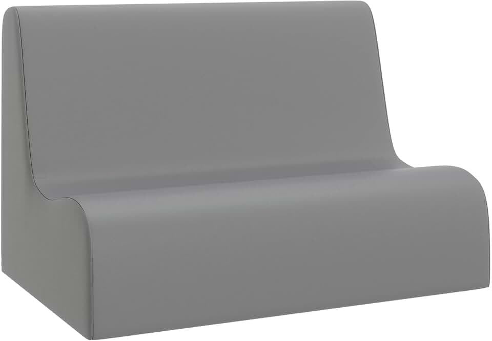 Children's Factory Small Contour Sofa, Mix-and-Match Kids Chairs, Sofas, Corner Ottomans and Cubes, Foam-Filled and Water-Resistant, Flexible Seating for Classroom Elementary, Gray Kids Couch