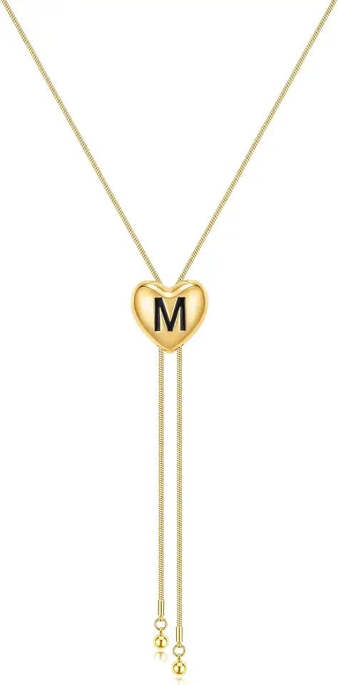 Gold Long Lariat Necklace for Women with Heart