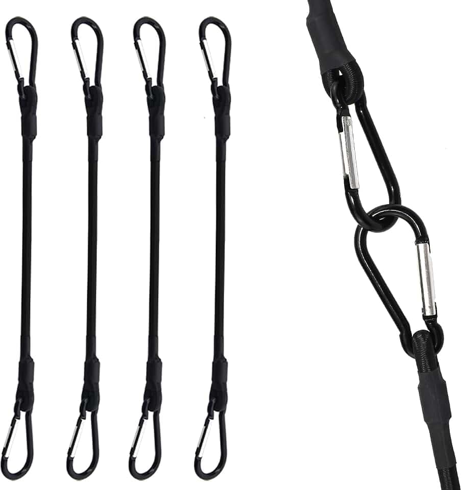 SDTC Tech 24 Inch Bungee Cord with Carabiner Hook 4 Pack