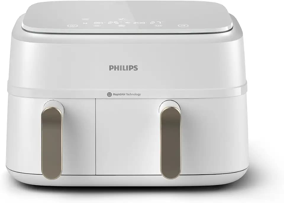 Philips Airfryer Dual Basket 3000 Serie Heißluftfritteuse, Weiß, 9 L