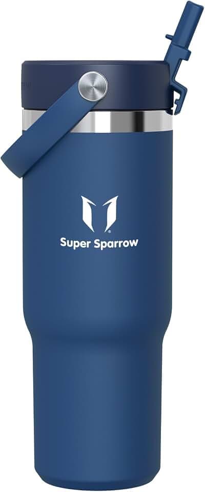 Sparrow Trinkflasche Edelstahl - Twistpath Thermosflasche mit Flex-Strohhalmdeckel - 900ml - BPA-frei Thermobecher & Auslaufsichere Thermoskanne - Kompatibel mit gängigen PKW-Getränkehaltern