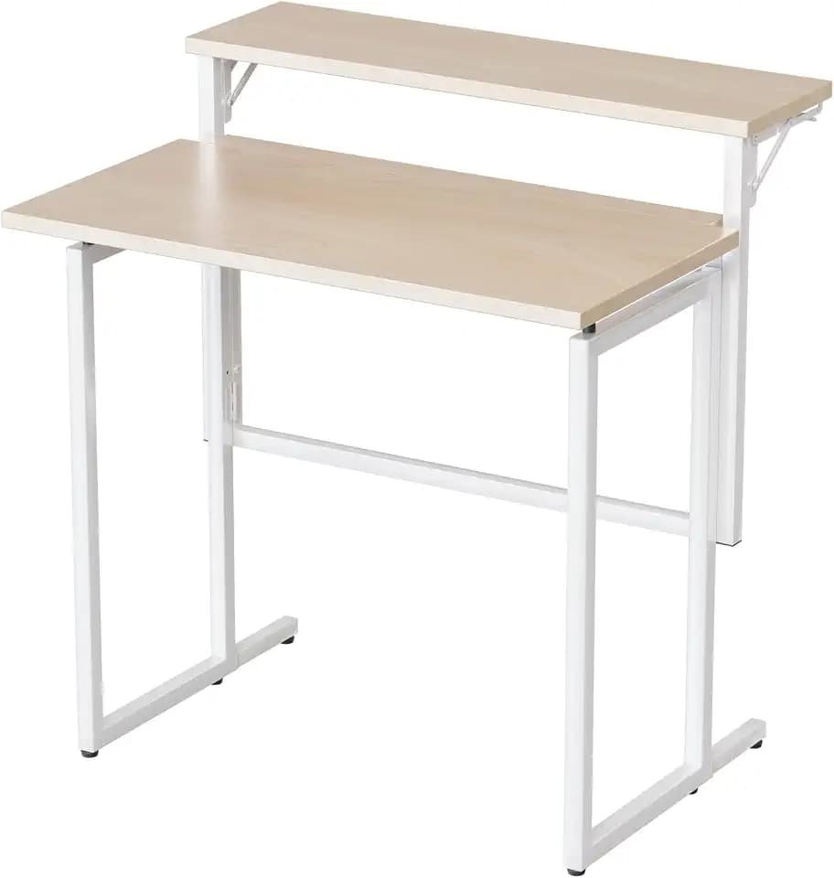 JUMMICO Schreibtisch Klappbar, 80cm Kleiner Schreibtisch mit Monitorablage, 2-stufiger Klapptisch für Home Office, Büro, Schule, Computertisch für kleine Räume (Eichenoptik)
