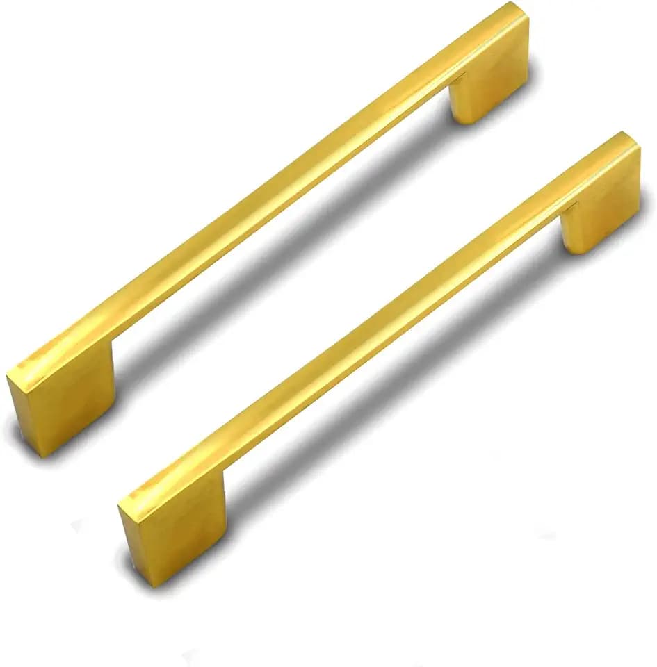 5Pack Champagne Bronze Gold Cabinet Pulls,5" inch(128mm) Screw Spacing Brushed Brass Cabinet Pulls,Cabinet Hardware Kitchen Cabinet Handles,Cabinet Door Handles,Dresser、Drawer Pulls