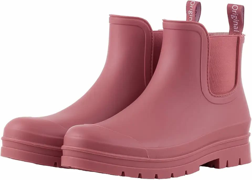 planone Fashion Short Rain Boots for Women Waterproof Chelsea Ankle Boots