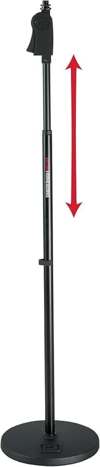 Gator Frameworks Microphone Stand with 10" Weighted Base and Deluxe Soft Grip Squeeze Height Adjustment, (GFW-MIC-1001)