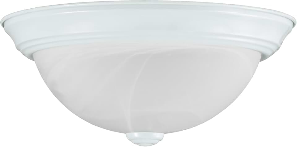 Aspen Creative 63014-4, 2-Light Flush Mount in Matte White Finish with White Alabaster Glass, 13-1/8" Dia. E26 Socket