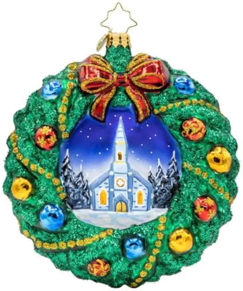 Christopher Radko Hand-Crafted European Glass Christmas Tree Decorative Ornament, Sacred Harmony Wreath