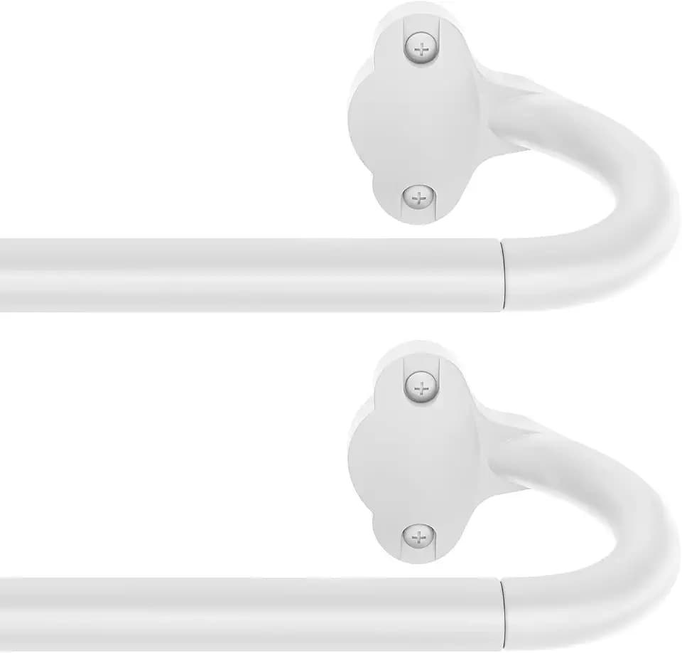 Wrap Around Blackout Curtain Rod 18-60 Inch (1.5-5 Ft), 5/8" Adjustable Curved Window Rod for Room Darkening, Modern Single Drapery Rod for Bedroom Windows, White, 2 Pack