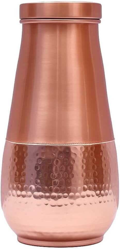 2activelifePure Copper Water Carafe with Cup – 1 Liter (1000ml) Bedside Water Bottle, Hammered Honeycomb Design, Leak-Proof Copper Drinking Water Vessel, Ayurvedic Tamra Jal Container, Easy to Clean